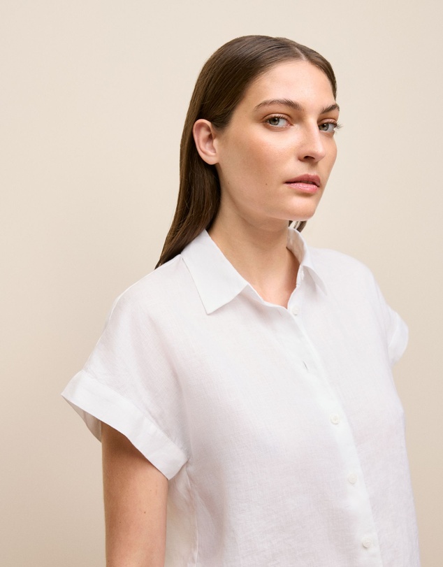 Trenery - Linen Cap Sleeve Shirt in White