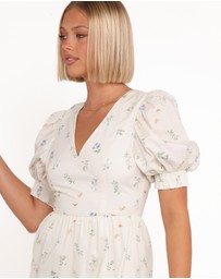 Petal & Pup - Steele Puff Sleeve Midi Dress - Floral