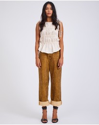 ONE TEASPOON - Evelyn Gathered Ruched Tie Top - Cream