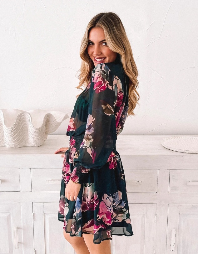 Esther & Co - Neary Dress - Emerald Floral