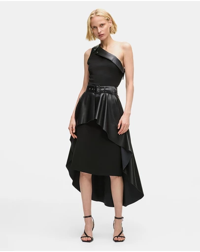 Karl Lagerfeld - One-Shoulder Biker Dress