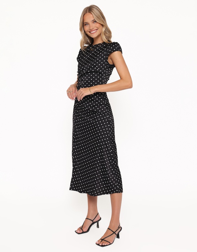 Petal & Pup - Lisbeth Midi Dress - Black Polka Dot
