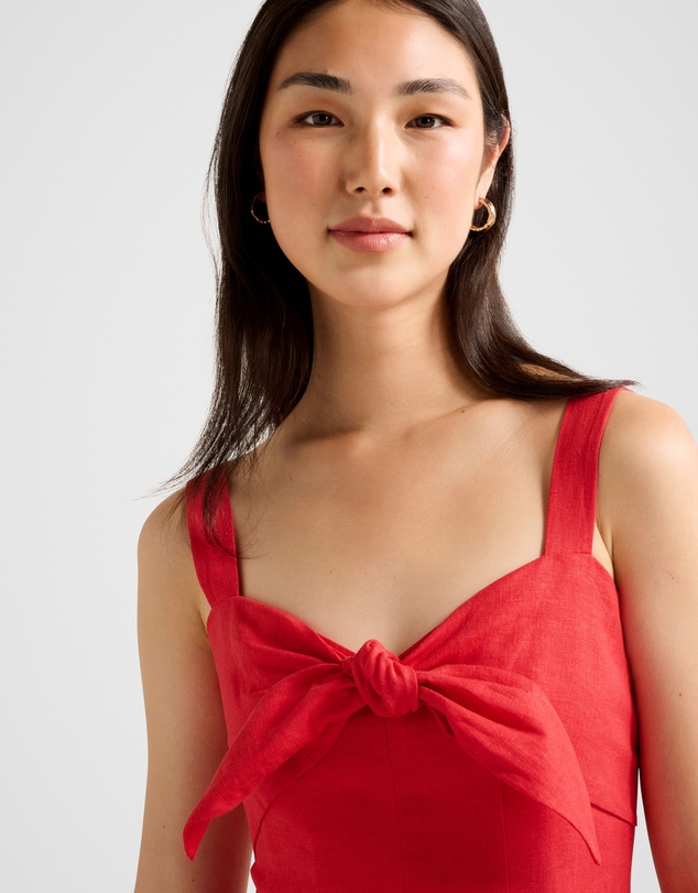 Forever New - Kara Tie Front Linen Midi Dress