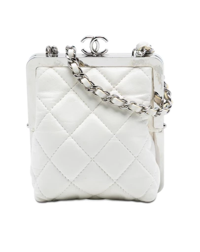 Pre-Loved by Azura Reborn - Pre-Loved Lambskin and Acrylic Kiss Clutch with Chain