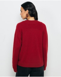 AERE - Nelu Merino Wool Blend V Neck Knit Jumper