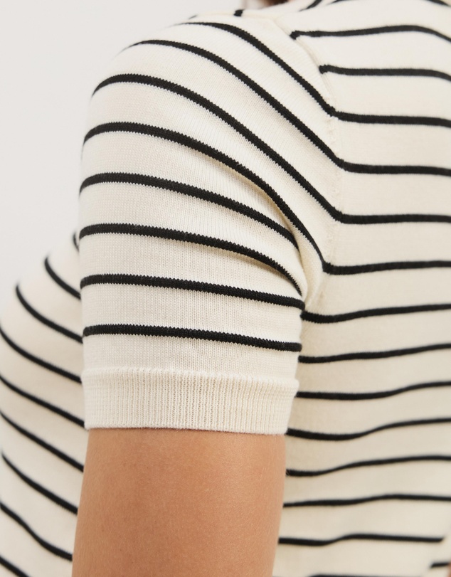 Atmos&Here - Short Sleeve Fine Knit Stripe Top