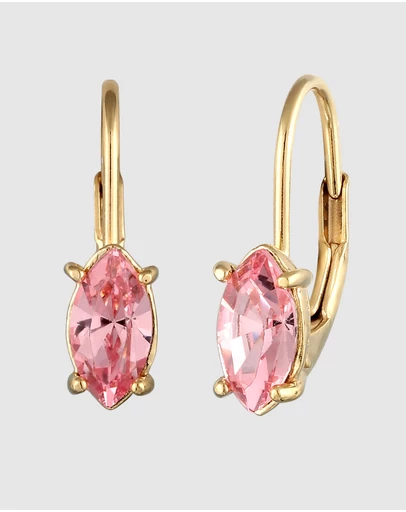 Elli Jewelry - Crystal Oval Drop Earrings in Gold-Plated 925 Silver