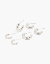 Lovisa - Waterproof Stainless Steel Multi-Sized Hoop Earrings 3-Pack