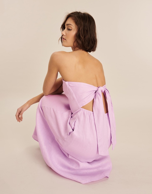 AERE - Florence Linen Strapless Maxi Dress