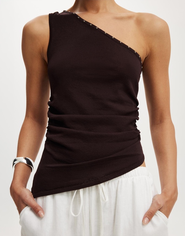 Cotton On - Stud Trim Asym Knit Top