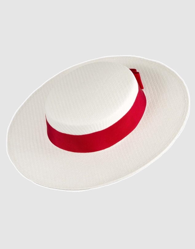 Max Alexander - White and Red Boater Hat
