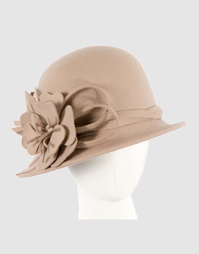 Max Alexander - Winter Felt Beige Cloche Hat