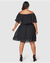 Pink Dusk by Curve Project - Sensual Off Shoulder Midi Dress