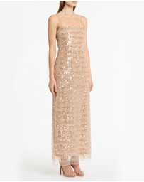 Carla Zampatti - Pale Gold Linear Sequin Gown