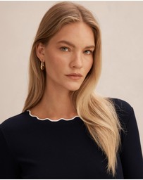 Forever New - Rebecca Scallop Long Sleeves Top