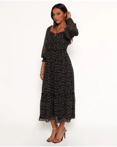 Petal & Pup - Keziah Long Sleeve Maxi Dress - Navy Ditsy Floral
