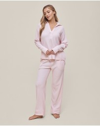 Papinelle - Super Soft Waffle Open Collared Long Sleeve Top and Pant