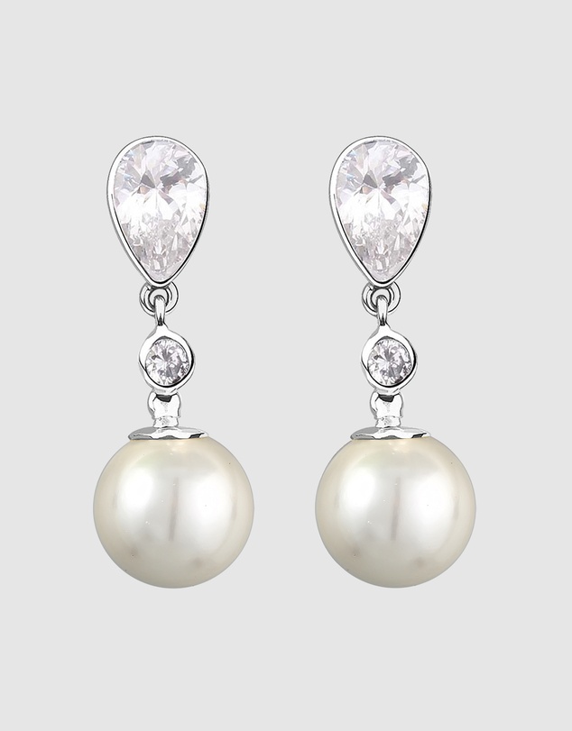 Elli Jewelry - Earrings Hanger Long with Pearls Drop Zirconia 925 Sterling Silver
