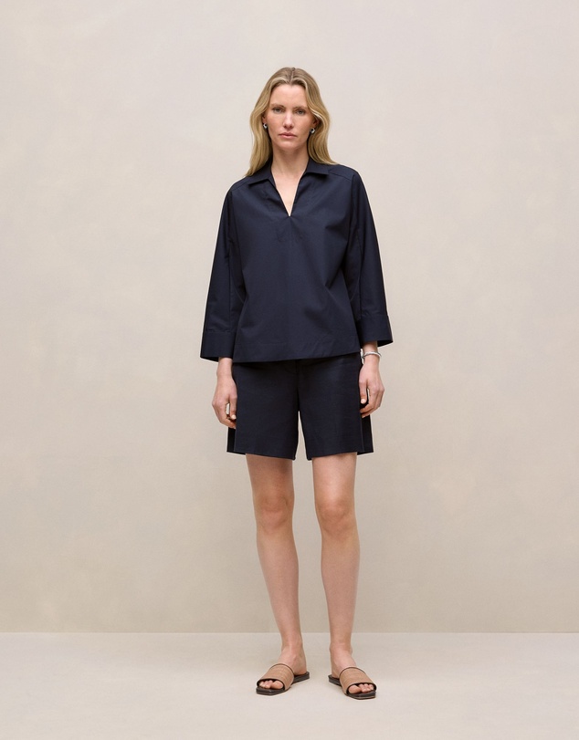 Trenery - Fine Poplin Popover Shirt in Night Sky