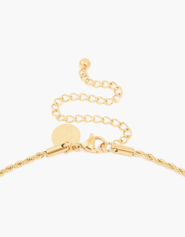 Lovisa - Waterproof Gold Plated Stainless Steel Cubic Zirconia Celestial Etched Tab Necklace