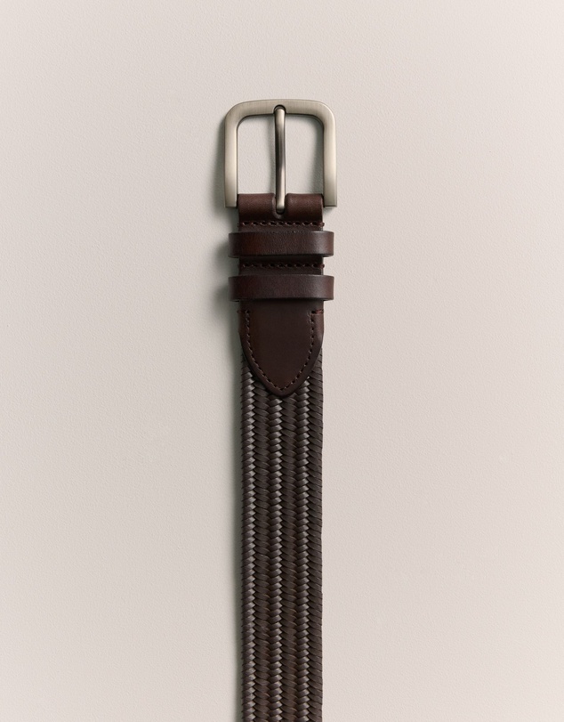 Trenery - Maitland Woven Leather Belt in Chocolate
