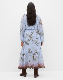 City Chic - Plus size Love Border Print Maxi Dress - cornflower