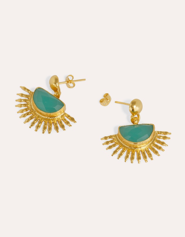 Ottoman Hands - Sunrise Aqua Chalcedony Drop Stud Earrings