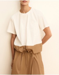 Emme - Camel Contrast Taffeta Top