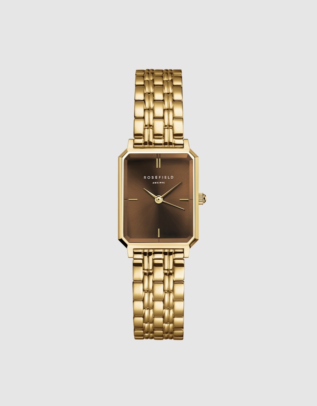 Rosefield - Octagon XS Chocolate Brown Dial Gold-Tone Bracelet Watch