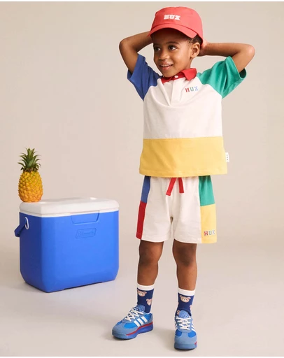 Huxbaby - Slouchy Colour Block Raglan Polo - Babies-Kids