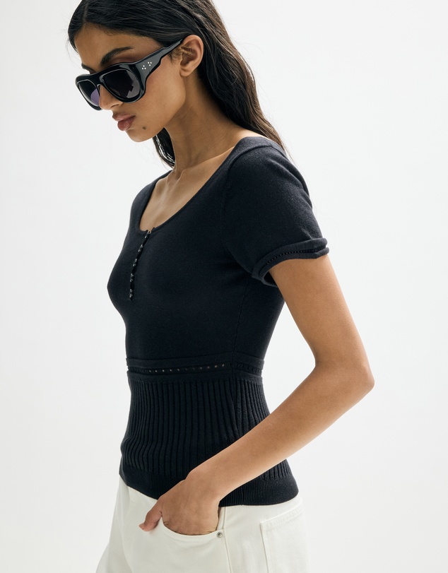 Minima Esenciales - Alouette Pointelle Knit Top