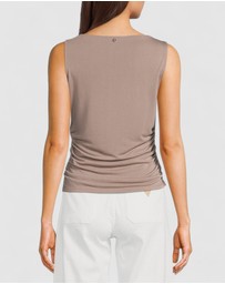 GUESS - Sleeveless Shirred Ciena Tank Top
