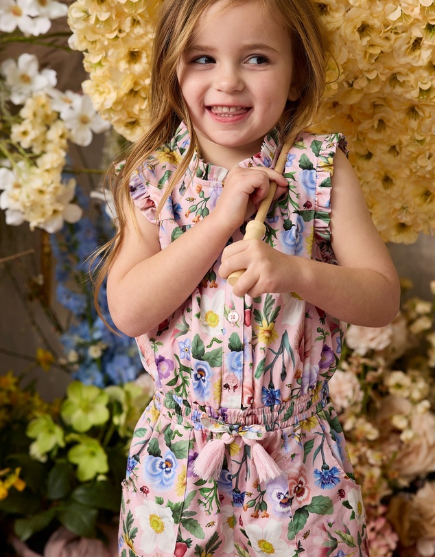 Fleur Harris - 'Heirloom Treasures' Saffron Playsuit in Pink Floral