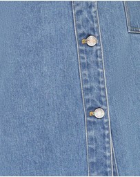 Belle & Bloom - Edge Line Denim Maxi Skirt with Side Buttons