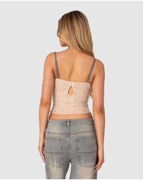 EDIKTED - Nicola Sheer Mesh Printed Bra Top