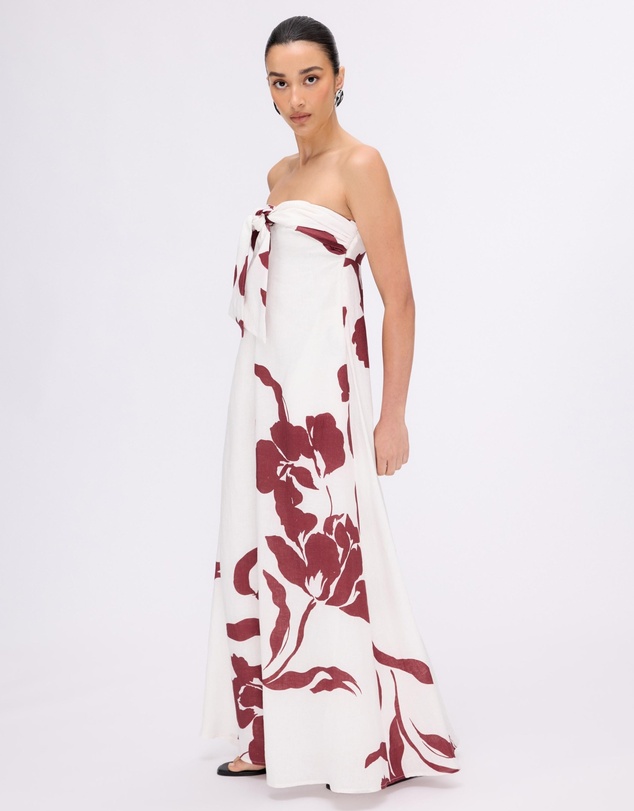 Revibe - Repaired Minima Esenciales Marlowe Linen Strapless Maxi Dress - AU 8
