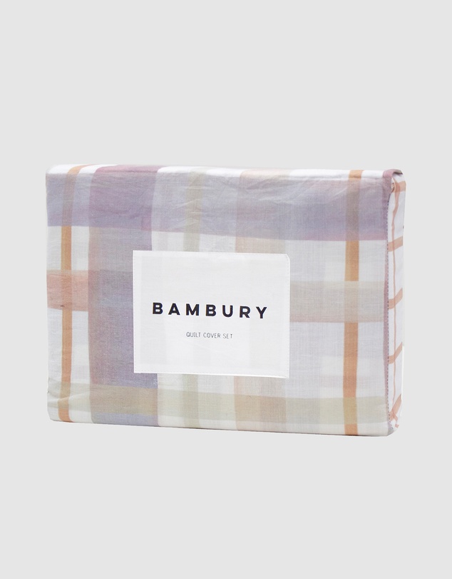 Bambury - Dion Watercolour Check Printed Cotton Quilt Cover Set - Reversible