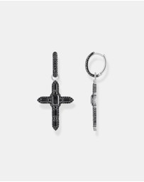 THOMAS SABO - Single Cross hoop earring with black zirconia