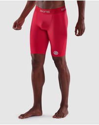 SKINS - SKINS Compression Men's Series-1 Running/Gym Half Tight Activewear Red