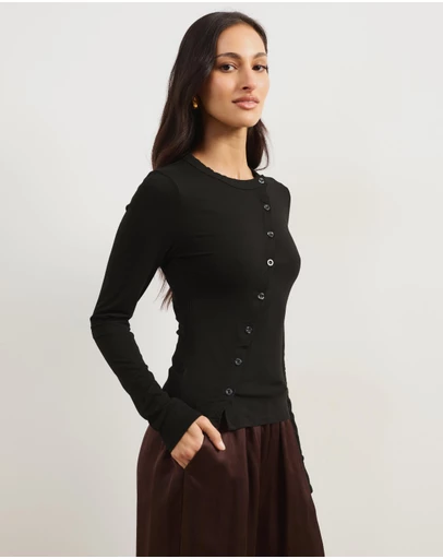Atmos&Here - Tilly Asymmetrical Button Through Jersey Top