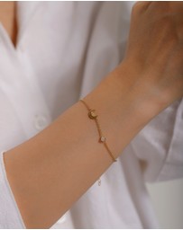 Elli Jewelry - Bracelet Filigree Crescent Moon 925 Sterling Silver Gold Plated