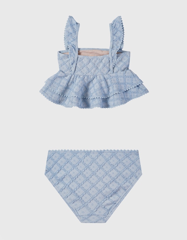 Aqua Blu Kids - Stepping Stones Blue Frill Bikini Set - Kids