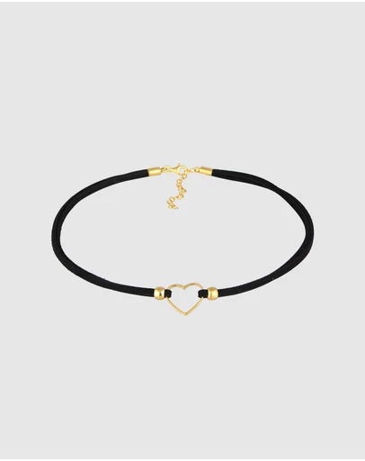 Elli Jewelry - Velvet Heart Choker Necklace in Gold-Plated 925 Silver