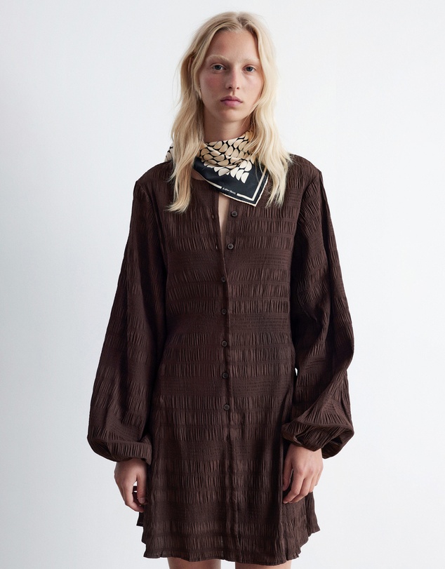 & Other Stories - Smocked Balloon-Sleeve Mini Dress