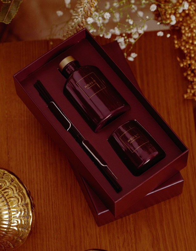 Moss St Fragrances - Vintage Leather & Cedarwood Mini Candle & Diffuser Gift Set