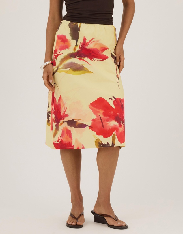 Atmos&Here - Lauren Floral Printed Midi Skirt
