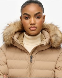 Superdry - Fuji Faux Fur Slim Fit Hood Padded Jacket