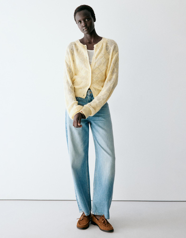M.N.G - Openwork Diamond-Pattern Knit Cardigan