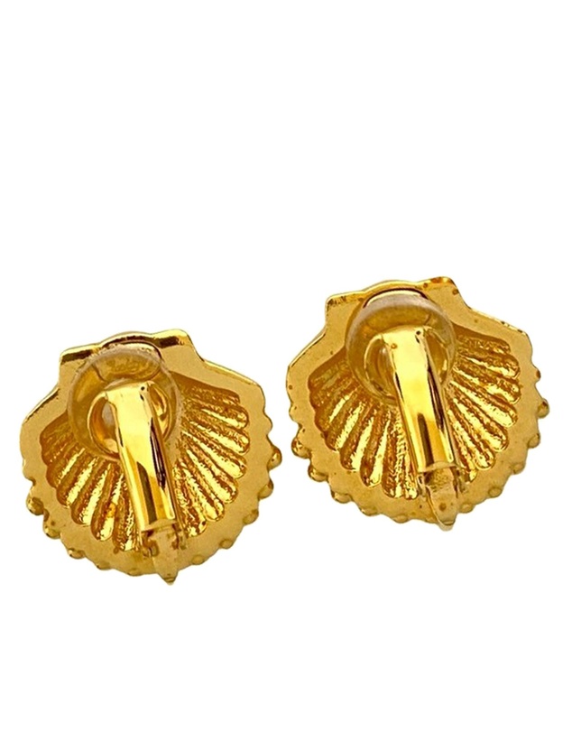 Pre-Loved by Azura Reborn - Pre-Loved CC Gold Plated Rhinestone Shell Clip On Earrings