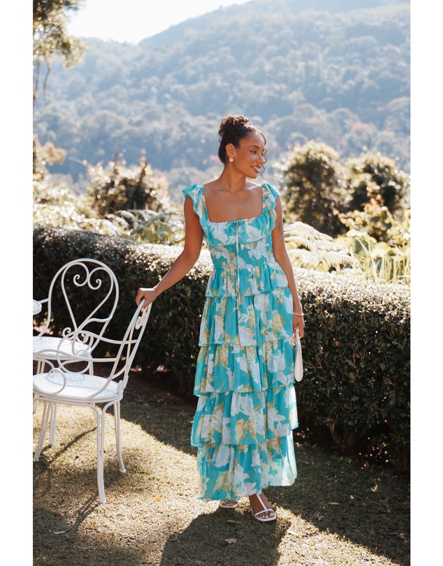 Petal & Pup - Belle Maxi Dress - Aqua Floral